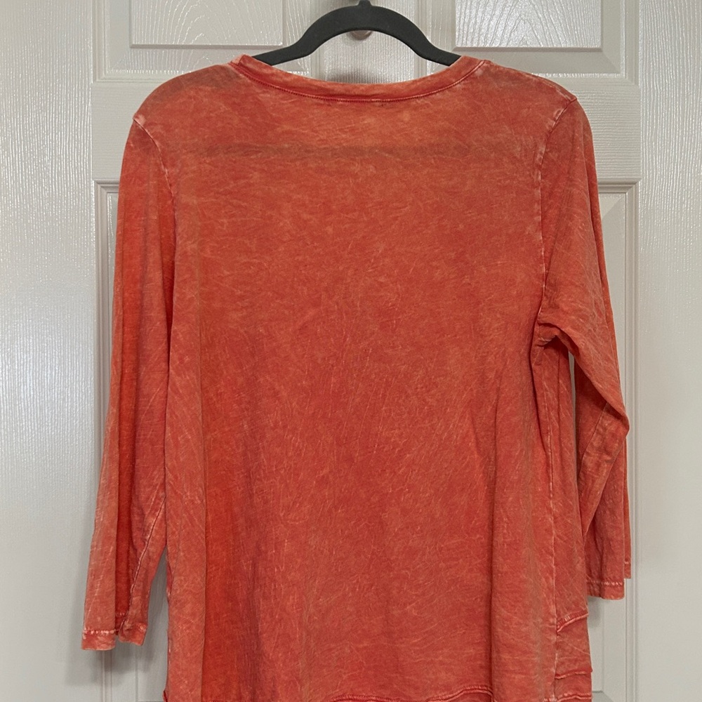 Jess & Jane Cotton Peach Dragonfly Tunic Florals Spring Summer Natural Fiber M - Picture 10 of 12